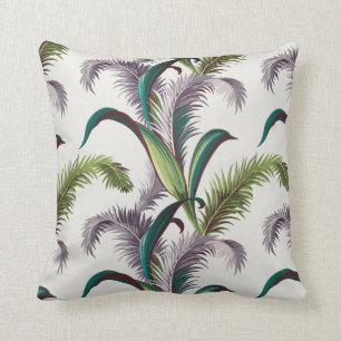 Vintage Leaves Barkcloth Throw Pillow