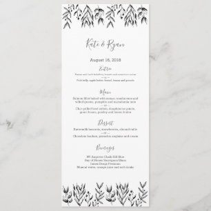 Vintage leaves gray Wedding Menu Card