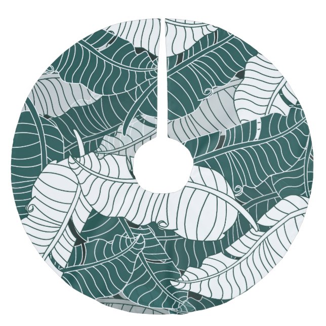 Vintage Leaves Pattern Background Brushed Polyester Tree Skirt (Front)
