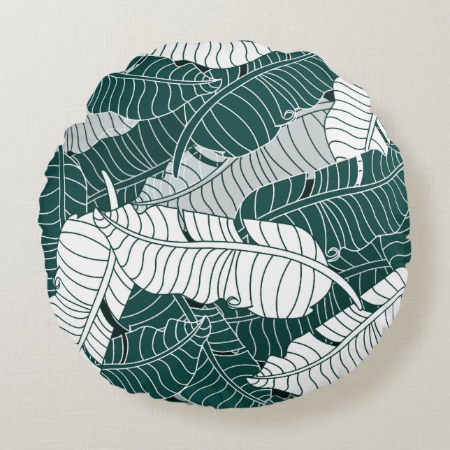 Vintage Leaves Pattern Background Round Pillow (Front)