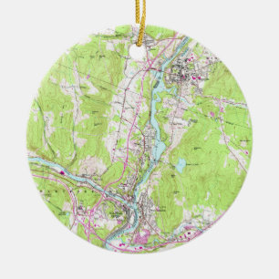 Vintage Lebanon & Hanover New Hampshire Map (1959) Ceramic Ornament