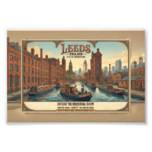 Vintage Leeds England Travel Poster