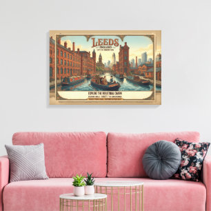 Vintage Leeds England Travel Poster Canvas Print
