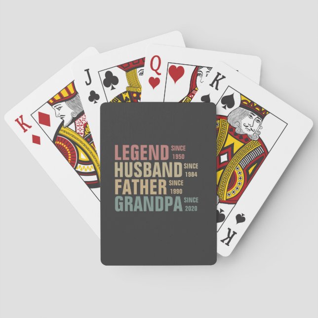 Vintage Legend Husband Father Grandpa Birthday   Playing Cards (Back)
