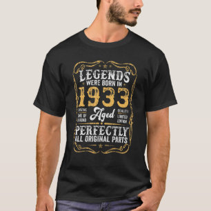 Vintage Legends Born In 1933 89th Birthday 89 Year T-Shirt