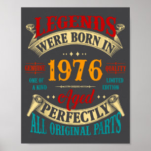 Vintage Legends Born In 1976 Graphic For 50th Birt Poster