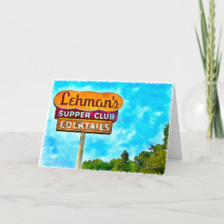 Vintage Lehman’s Supper Club Neon Sign Greeting Ca Thank You Card