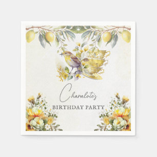 Vintage Lemon Birthday Tea Party Napkin