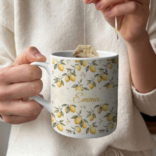 Vintage Lemon Blossom – Elegant Botanical Citrus  Coffee Mug
