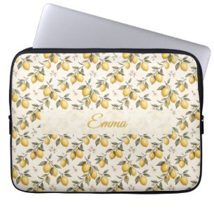 Vintage Lemon Blossom – Elegant Botanical Citrus  Laptop Sleeve