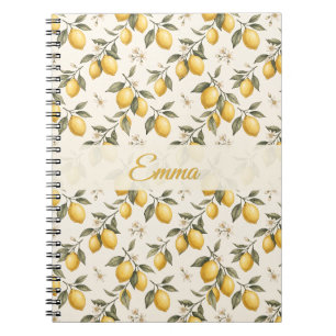 Vintage Lemon Blossom – Elegant Botanical Citrus  Notebook