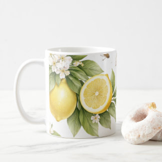 Vintage Lemon Blossom Pattern | Cottagecore Citrus Coffee Mug