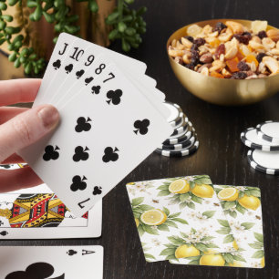 Vintage Lemon Blossom Pattern Cottagecore Citrus Playing Cards