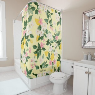 Vintage Lemon & Blossom Pattern on Yellow