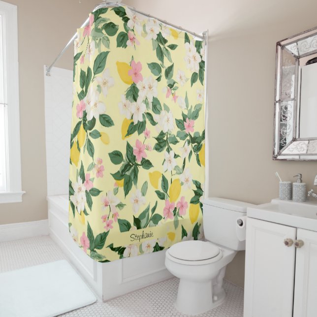 Vintage Lemon & Blossom Pattern on Yellow (In Situ)