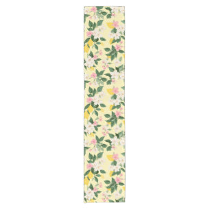 Vintage Lemon & Blossom Pattern on Yellow Short Table Runner