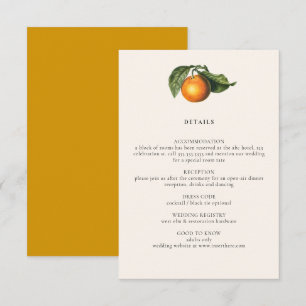 Vintage Lemon Citrus Botanical Wedding Details Enclosure Card