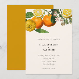 Vintage Lemon Citrus Botanical Wedding Invitation