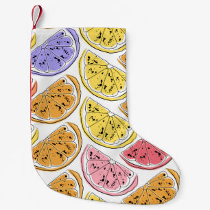 Vintage Lemon Citrus Summer Texture Small Christmas Stocking