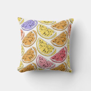 Vintage Lemon Citrus Summer Texture Throw Pillow