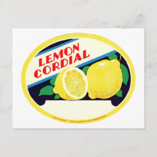 Vintage Lemon Cordial Label Postcard