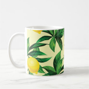 Vintage lemon, decorative seamless pattern coffee mug