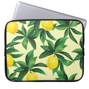 Vintage lemon, decorative seamless pattern laptop sleeve