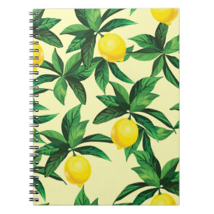 Vintage lemon, decorative seamless pattern notebook