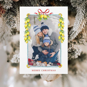 Vintage lemon frame Photo Christmas Greetings card