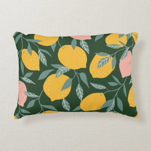 Vintage Lemon Fruit Seamless Pattern Accent Pillow