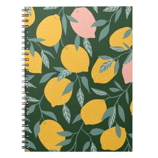 Vintage Lemon Fruit Seamless Pattern Notebook (Front)