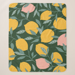Vintage Lemon Fruit Seamless Pattern Sherpa Blanket