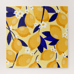 Vintage lemon fruits: food pattern. jigsaw puzzle