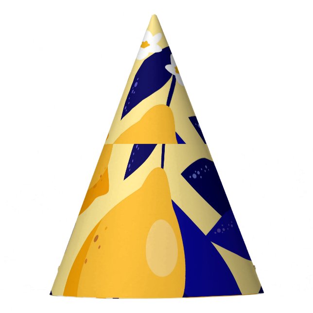 Vintage lemon fruits: food pattern. party hat (Front)