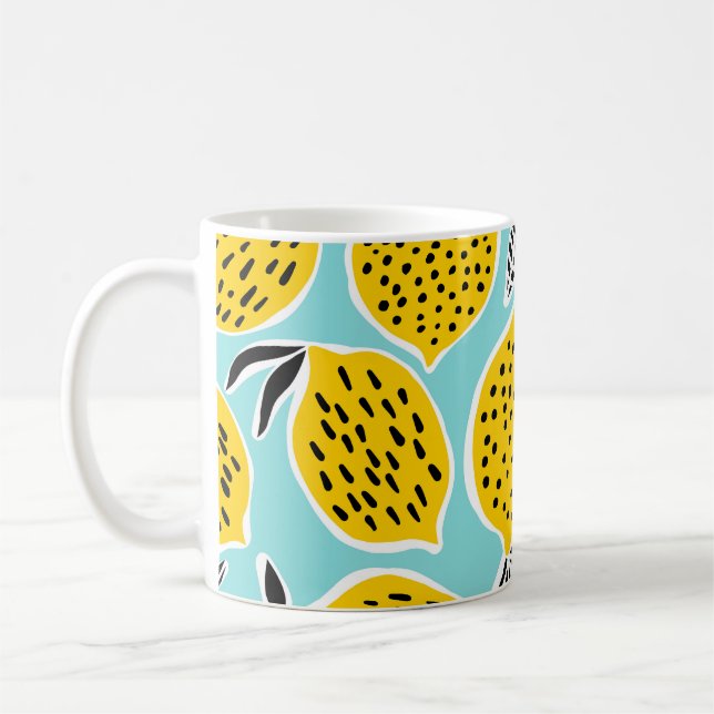 Vintage Lemon: Hand-Drawn Seamless Pattern Coffee Mug (Left)