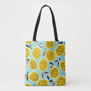 Vintage Lemon: Hand-Drawn Seamless Pattern Tote Bag