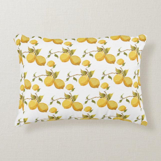 Vintage lemon pattern accent pillow (Front)