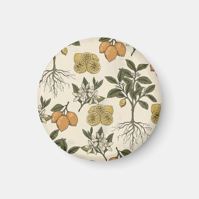 Vintage Lemon Pattern Magnet (Front)