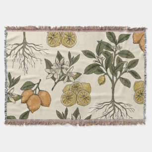 Vintage Lemon Pattern Throw Blanket