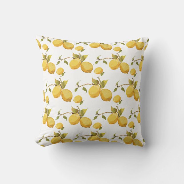 Vintage lemon pattern throw pillow (Front)
