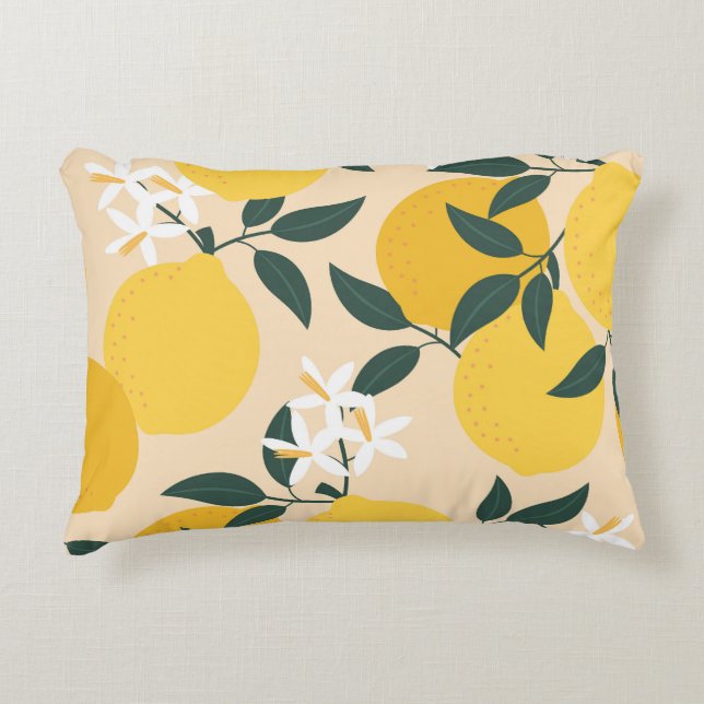 Vintage Lemon: Seamless Fruit Texture. Accent Pillow (Front)