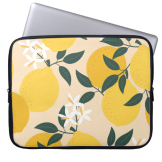 Vintage Lemon: Seamless Fruit Texture. Laptop Sleeve