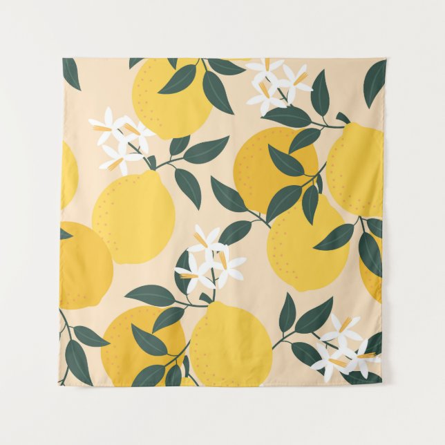 Vintage Lemon: Seamless Fruit Texture. Tapestry (Front)