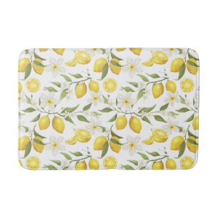 Vintage Lemon Tree Pattern Bath Mat