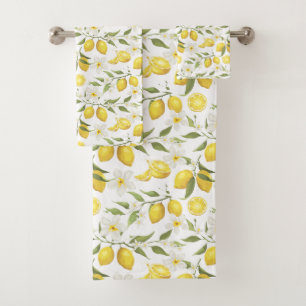 Vintage Lemon Tree Pattern Bath Towel Set