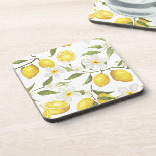 Vintage Lemon Tree Pattern Coaster