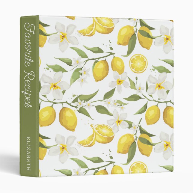 Vintage Lemon Tree Pattern | Favourite Recipes Binder (Front/Spine)