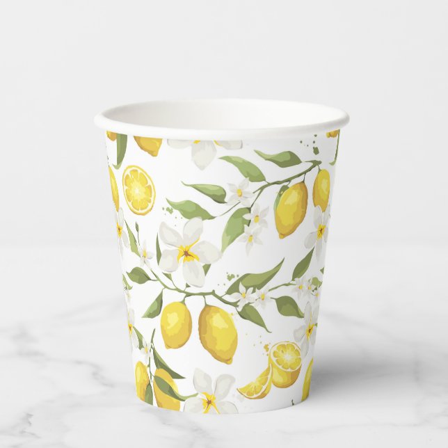 Vintage Lemon Tree Pattern Paper Cups (Front)
