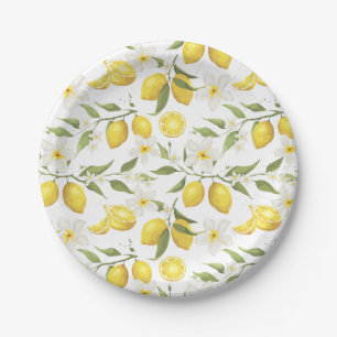 Vintage Lemon Tree Pattern Paper Plate