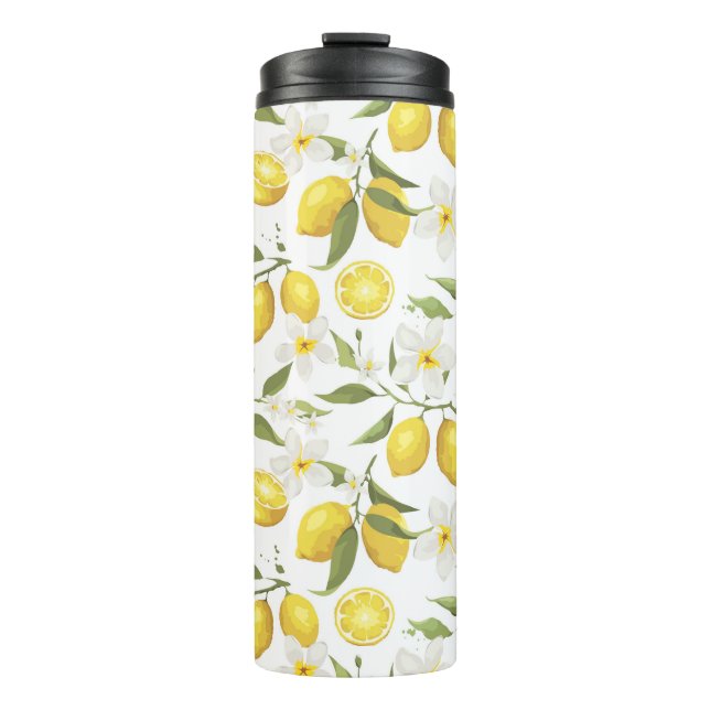Vintage Lemon Tree Pattern Thermal Tumbler (Front)